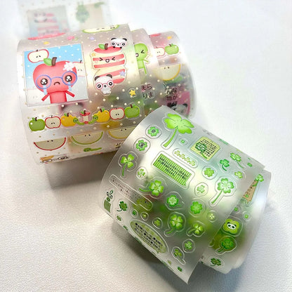 Vintage PET Sticker Tapes, Four-leaf Clover Deco Stickers for Scrapbooking, Cute Washi Tape for Diy Arts Crafts Album