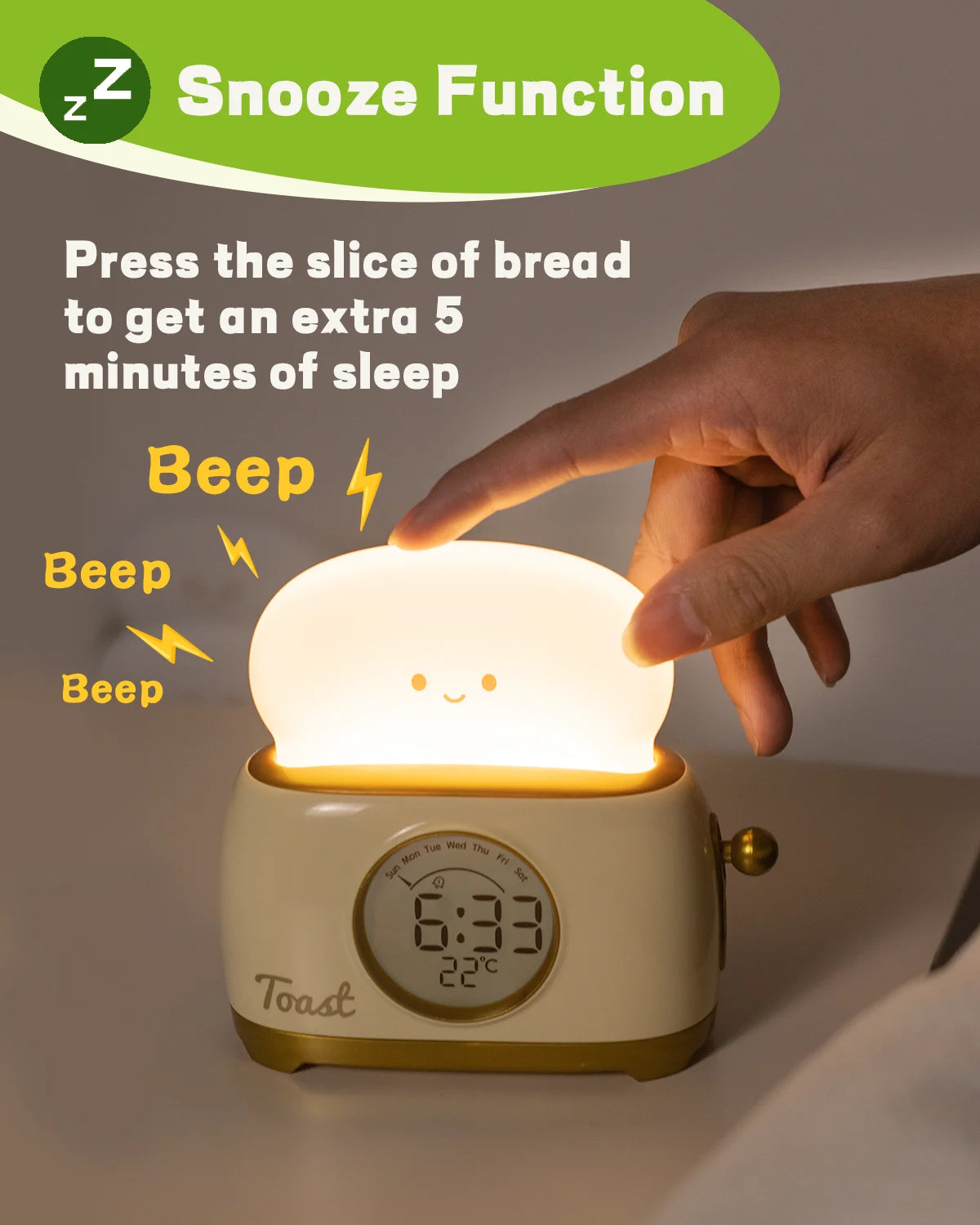 Kid Alarm Clock LED Night Light Digital Clock Children's Sleep Trainer For Home Bedroom Bedside Cute Temperature Display Reloj
