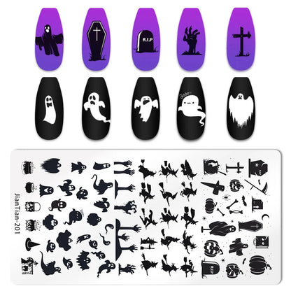 RJ Halloween Nail Stamping Plates, Beautiful zombie Festival Pattern Nail Art Image Plates, Stainless Steel Nail Art Plate Stencil
