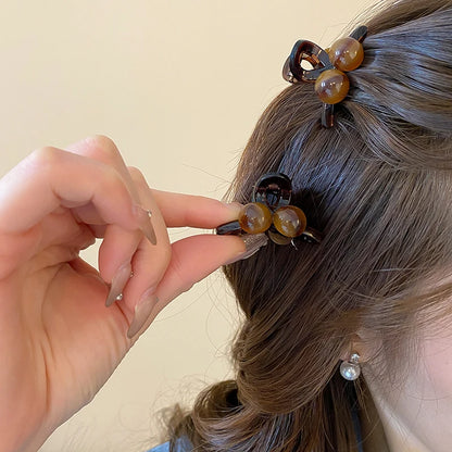Mini Cute Maillard Round Acrylic Hair Claws For Women Small Premium Light Luxury Versatile Practical Side Clips Head Accessories