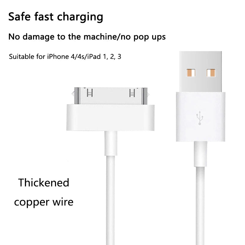30 Pin Cord Adapter Accessories For iPhone 4 4s 3G 3GS iPad 1 2 3 iPod Touch Charging Data Cable USB Charger Phone Accessories