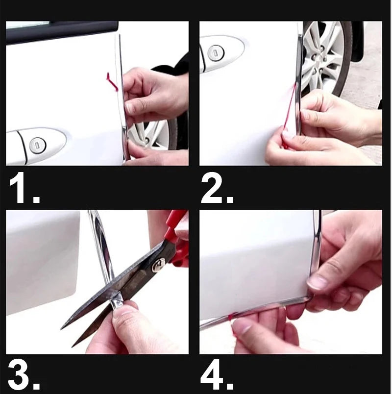 2/5/10M Car Door Edge Scratch Protector DIY Trim Strips Guard Cover Strip Roll Chrome Styling Moulding Trim Strip