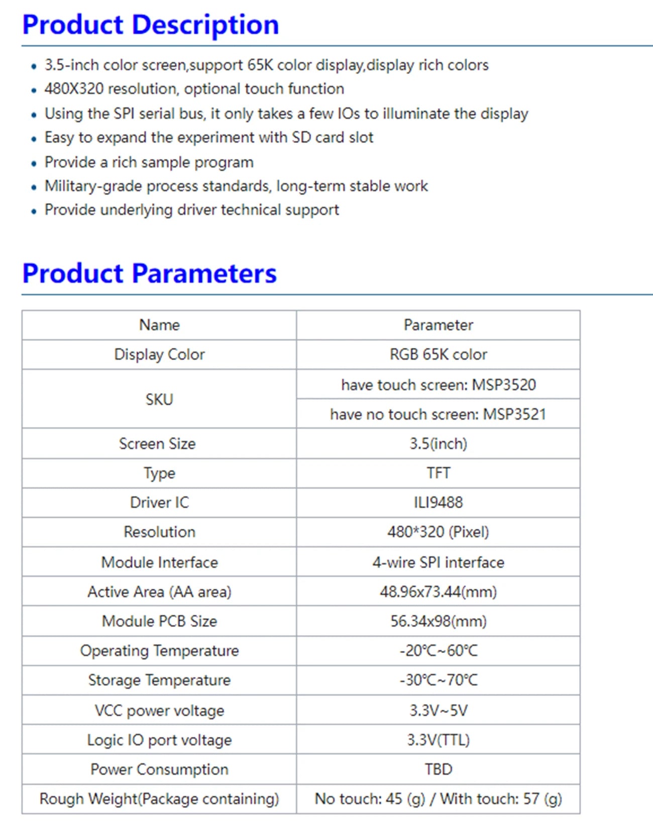 2.2 /2.4/2.8/3.2/3.5/4.0 Inch SPI TFT LCD Touch Panel Serial Port Module,  ILI9341  240x320 Serial LED Display