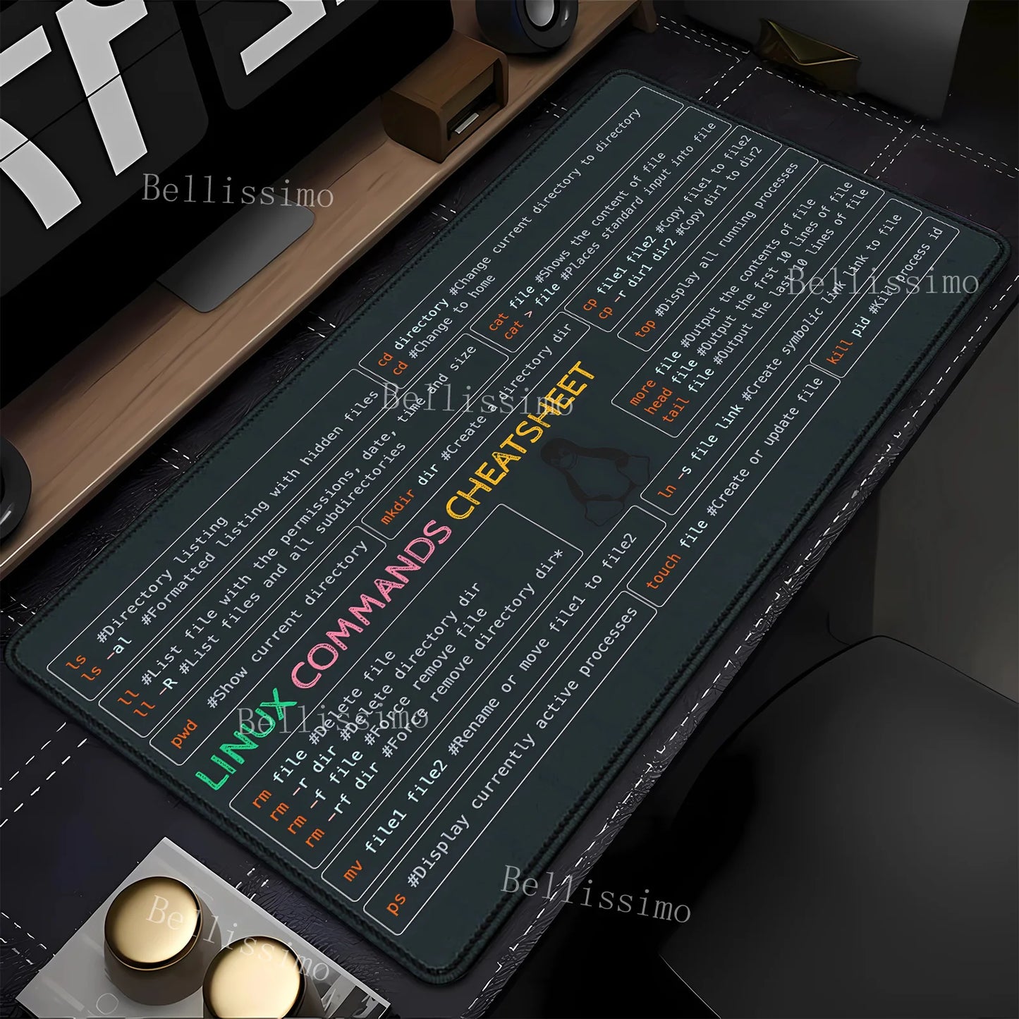 Linux Commands Line keyboard mouse pad Large mousepad Shortcuts for Red Hat Ubuntu OpenSUSE Arch Debian Unix Programmer Desk Mat