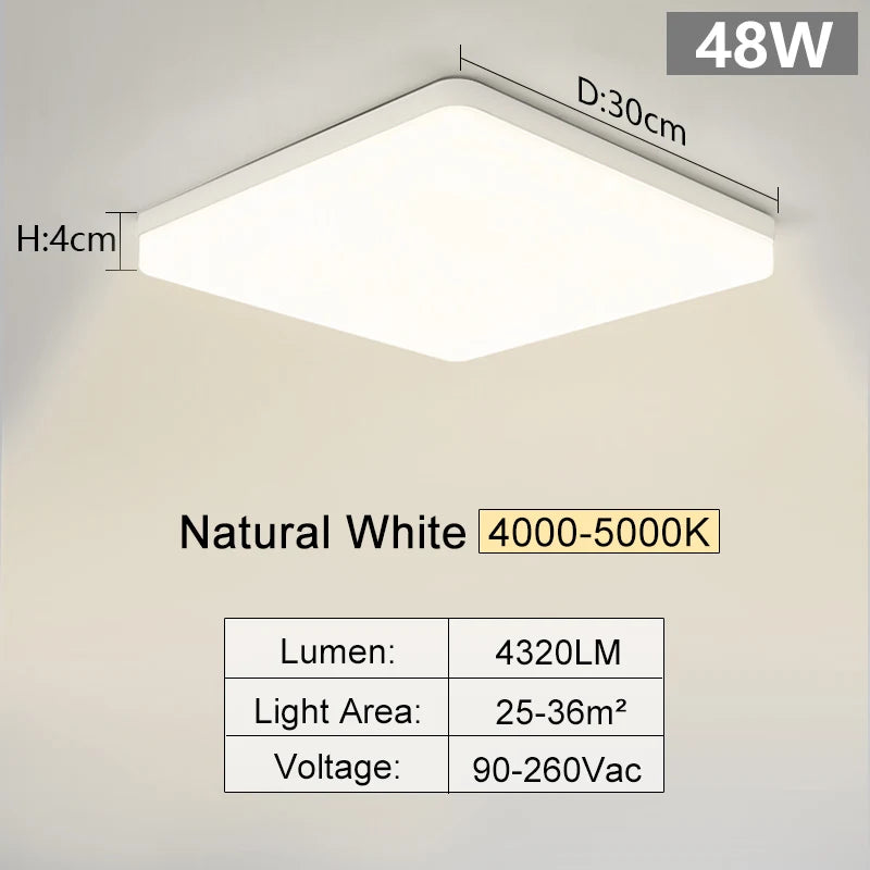 Square Led ceiling lamp, bedroom lighting, Neutral white, cold white, warm white, 48W 36W 24W 18W led ceiling light room, MARPOU