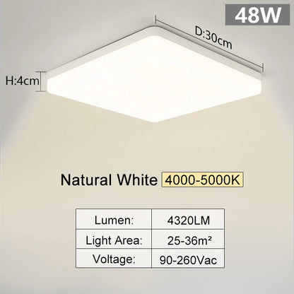 Square Led ceiling lamp, bedroom lighting, Neutral white, cold white, warm white, 48W 36W 24W 18W led ceiling light room, MARPOU