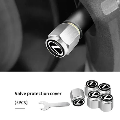 5PCS Car-Styling Wheel Tire Valve Rims Stem Caps Dust Decor For Lexus CT200h ES250 ES300h NX300h RX350 IS250 IS200 GS300
