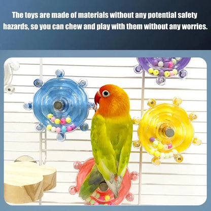 Parrot Decompression Toy Unique Rotating Help Pets Release Excess Energy Made Of Safe Materials Bite Wheel Toy