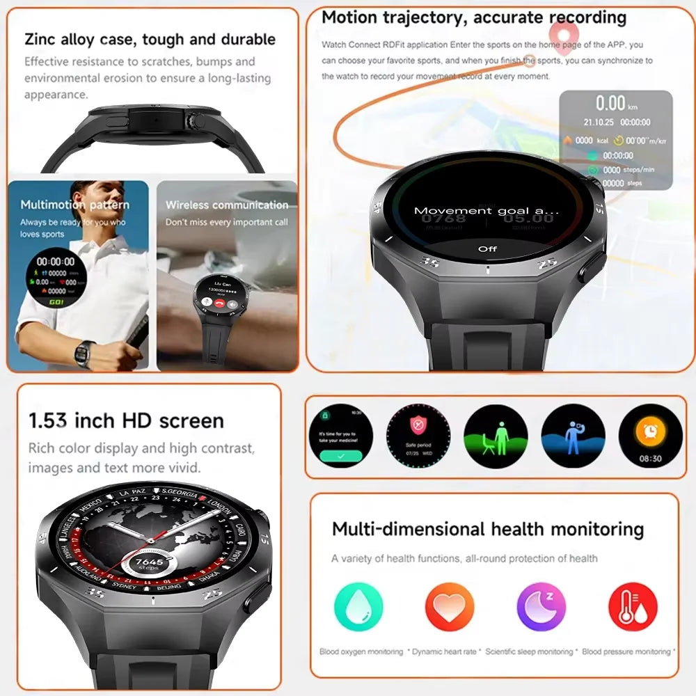 2026 New Bluetooth Smart Watch with Call Function 1.52-inch Customizable Dial Sporty Smartwatch for Men Women Health Monitor