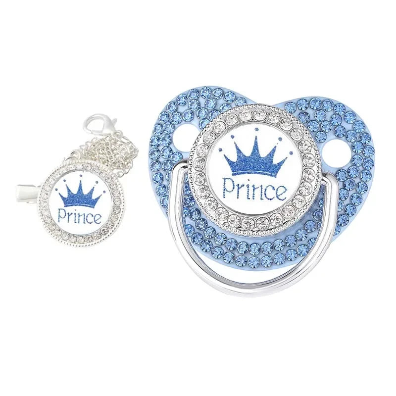 New Baby Pacifier Chain Clips Crown Princess Prince Pacifiers Holder Silicone Nipple Luxury Infant Teether New Born Shower Gifts