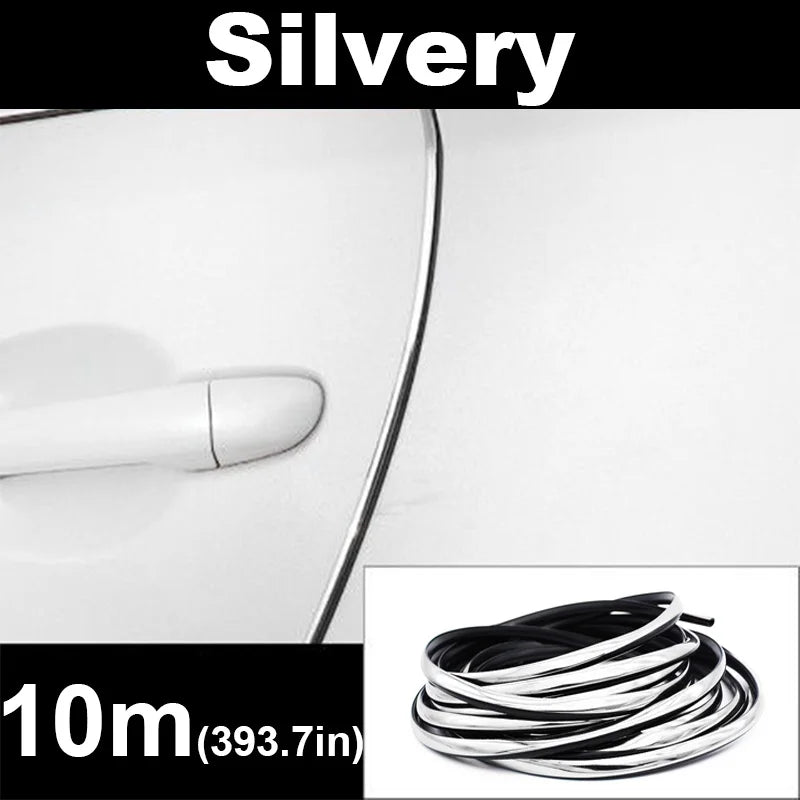 2/5/10M Car Door Edge Scratch Protector DIY Trim Strips Guard Cover Strip Roll Chrome Styling Moulding Trim Strip