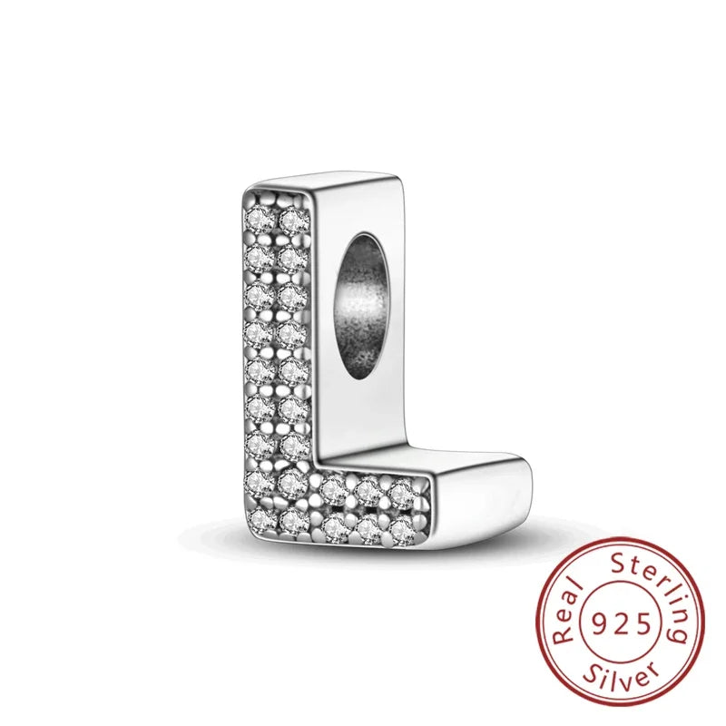 925 Sterling Silver 26 Letters Charms A-Z Alphabet Beads Fit Original Bracelet for Women Girl DIY Fine Jewelry Gift