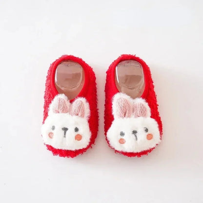 Autumn Winter Warm Baby Slippers, Toddler Plush Floor Sock Shoes, Boys Girls Soft Anti-slip Walking Shoes, Indoor Home Kids Socks