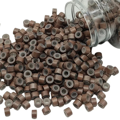 1000Pcs, Hair Extentions Micro Rings Links Beads, 5mm Silicone Lined Beads for Human Hair Extensions Tool-Multi-colored