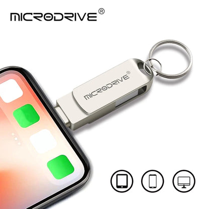 OTG Flash Drive USB 3.0 for iPhone with 2-in-1 USB-to-Lightning & USB 3.0 Pendrive for iPhone 6/7/8/11/12/13/14 / for iPad
