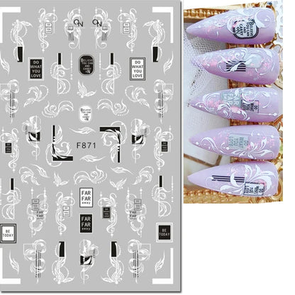 3d Nail Art Decals Tropical Palm Leaves Flowers Laces Faces Adhesive Sliders Nail Stickers Decoration For Nail Manicure