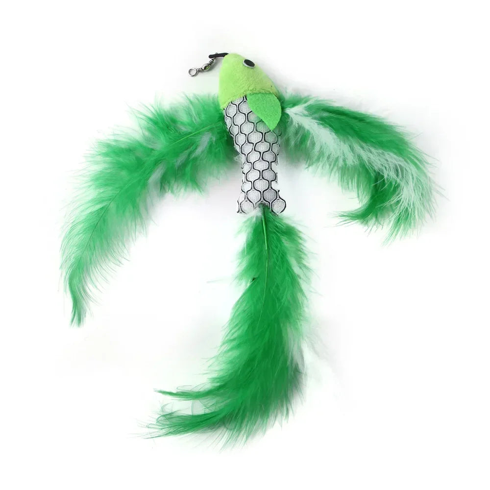 Interactive Cat Toy Hands-Free Cat Stick Playing Kitten Playing Teaser Wand Toy Suction Cup Bird/Feather Cat Wand Pet Supplies