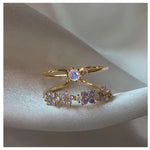 New Cute Colorful Zircon Flower Ring For Women Girl, Fashion Vintage Zircon Adjustable Rings, Jewelry Gift