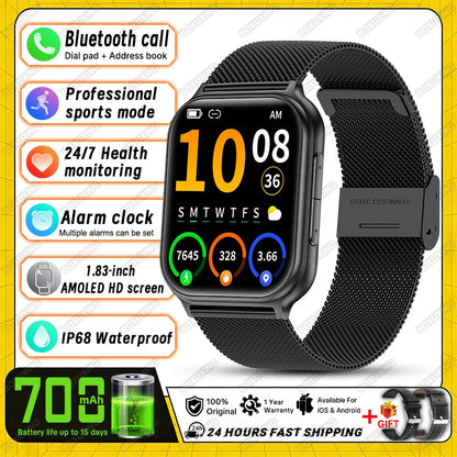 2026 New Bip 6 Pro Smart Watch Men Women Outdoor Sports Fitness Heart Rate GPS Track Bluetooth Call IP68 Waterproof Smartwatches