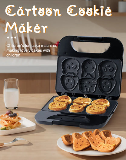 Animal Mini Waffle Maker, 6 Animal Shaped Pancakes Breakfast Machine, Non-Stick Waffler Iron, Household for Kids Adults, Fun Gift