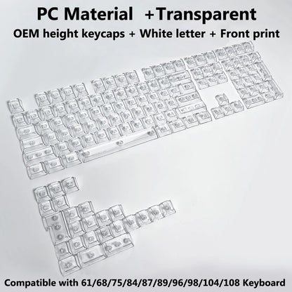 Full Sets Transparent Keycaps for Mechanical Keyboard Front/Side/None Print RGB Backlit Full/Misty Transparent Keycap 130+ Key