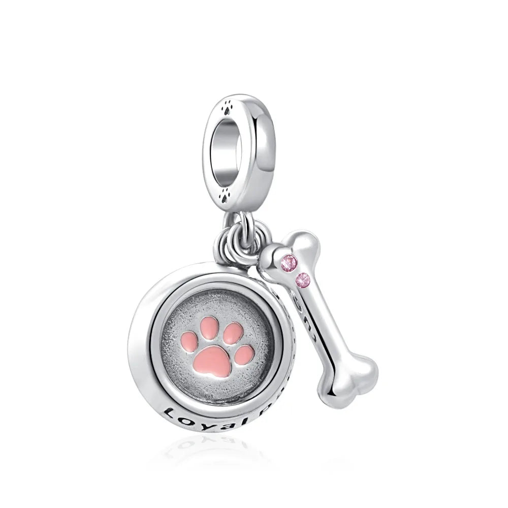 Hot Selling 925 Silver Pink Cake, Dog Paw, Luggage, Cup Bead Pendant Suitable for European Original Bracelet DIY Exquisite Jewelry