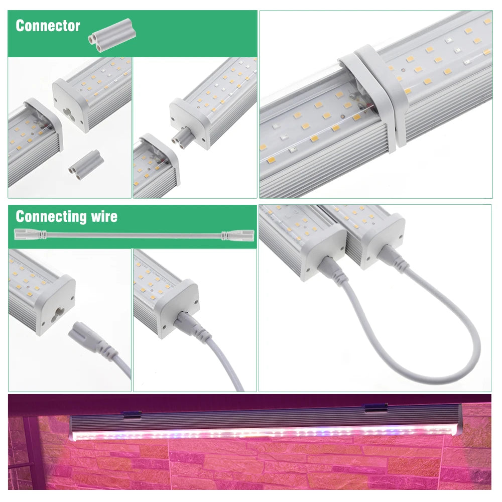 Full Spectrum LED Growth Tube 4000K/Purple/Sunlight Plant Lamp Greenhouse Hydroponic Flower Growth Lamp
