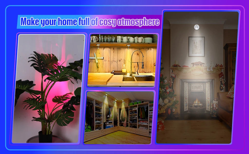 Battery Operated Spotlights, Indoor LED Wireless Spotlight, Indoor 13 Color Uplights with Rotatable Light Head, Stick-on Wall Hallway