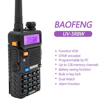 Walkie Talkie, UV 5R 5W 8W Dual Band Ham Two Way Radio, Vhf Uhf FM Radio, Handheld Transceiver, Hunting 16KM, BAOFENG