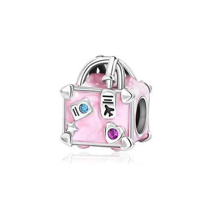 Hot Selling 925 Silver Pink Cake, Dog Paw, Luggage, Cup Bead Pendant Suitable for European Original Bracelet DIY Exquisite Jewelry