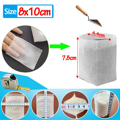 100Pcs Plant Grow Bags Nursery Bags Seeds To Sow Flower Pots Biodegradable Non-woven Fabric For Home Garden Accessories Tools