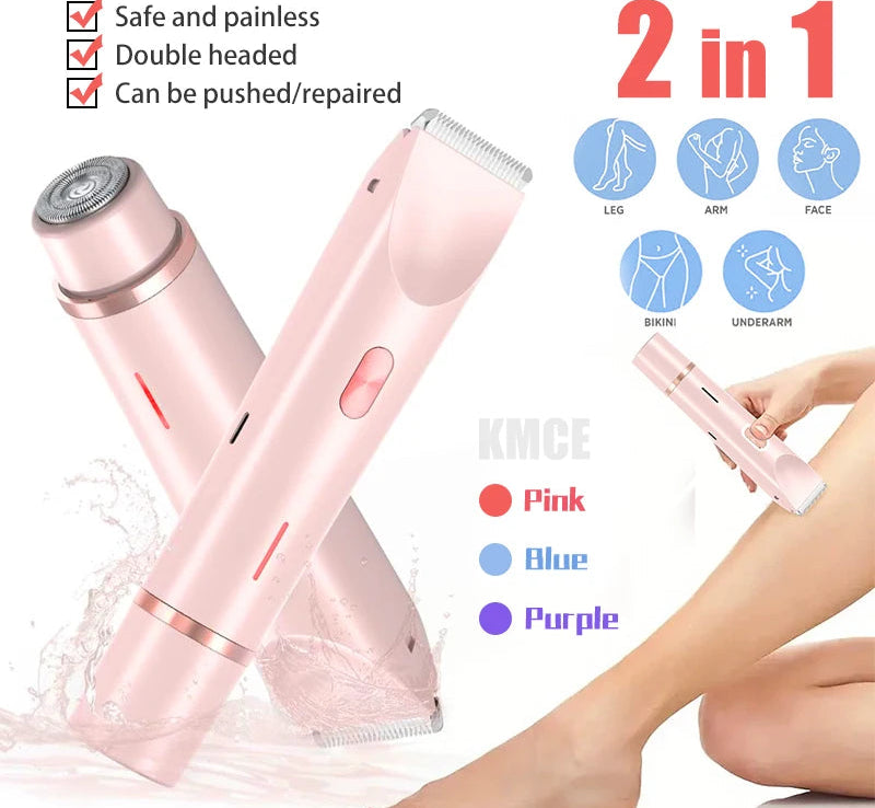 Waterproof Rechargeable Electric Shaver, Mini Women Bikini Trimmer, Body Hair Remover, Mini Double Headed Electric Epilator