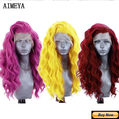 13*4 Synthetic Lace Front Wigs for Women, White Blonde Lace Wig, Heat Resistant Fiber Natural Hairline Cosplay Party Wigs, AIMEYA