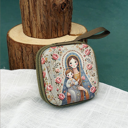 7x7cm, Virgin Mary Jesus Prayer Rosary Bag, Religious Jewelry Storage Box, Articulos Religiosos Catolico