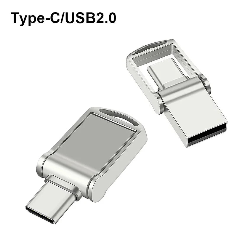 2-in-1 Mini Metal OTG Type-C Pen Drive USB Memory Stick 16GB 32GB 128GB 256G 512G Type-C Pendrive
