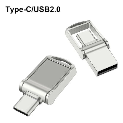 2-in-1 Mini Metal OTG Type-C Pen Drive USB Memory Stick 16GB 32GB 128GB 256G 512G Type-C Pendrive