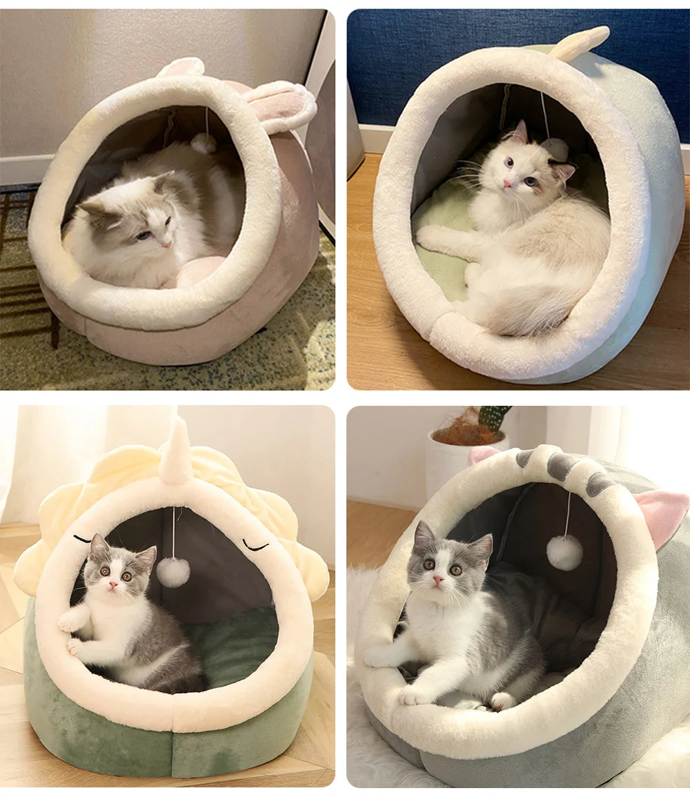 Deep Sleep Cat Bed, Cartoon Pet Bed, Foldable Removable Washable Pet Sleeping Bed for Small Dog, Mat Bag Cave, Cats Bed