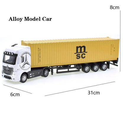 1:50 Diecast Alloy Truck Head Model Toy, Container Truck Pull Back With Light Engineering, Transport Vehicle Boy Toys For Children