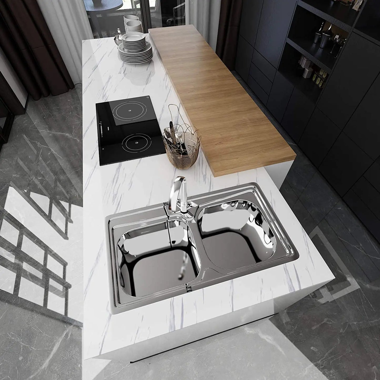 80cm Width Marble For Walls In Rolls, Vinyl Self Adhesive Waterproof Wallpaper Contact Paper, Wall Stickers Film, Kitchen Home Deco