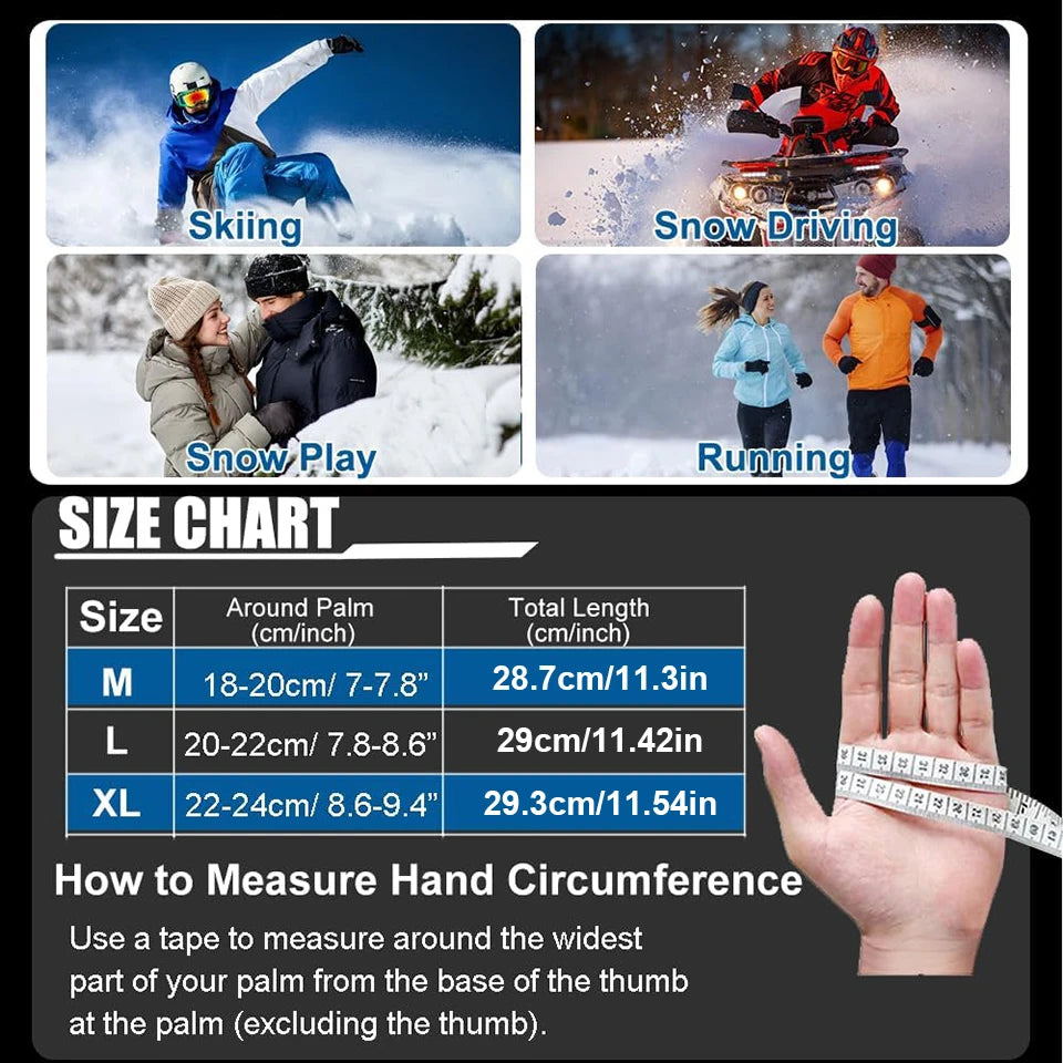 GTUBIKE Winter Warm Gloves for Outdoor Cycling Skiing Thickened Cold-Resistant Gloves Waterproof Touch Screen Camping Equipment