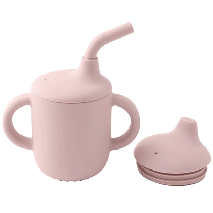 Color Kids 1PCS Silicone Straw Cup With Two Lids BPA Free Leakproof Portable Snack Container Drinking Cup Feeding Essentials