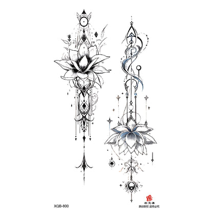 Black Flower Waterproof Temporary Tattoo Sticker, Beauty Butterfly Rose for Women, 3D Flash Body Arm Art Washable Fake Tattoos