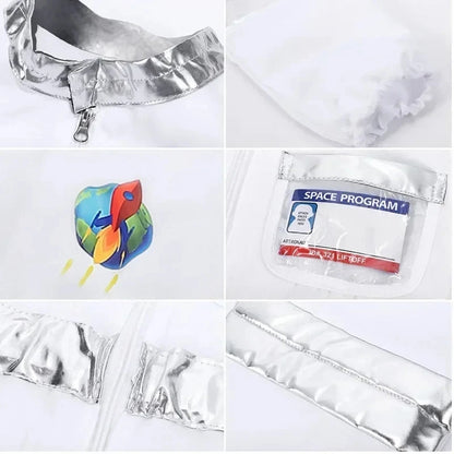 Disfraz de Halloween Astronauta para Niños y Niñas, Traje de Cosplay de Astronauta de Dibujos Animados, Mono de Fiesta Espacial, Traje de Spaceman Blanco, Bodysuit de Disfraz de Astronauta