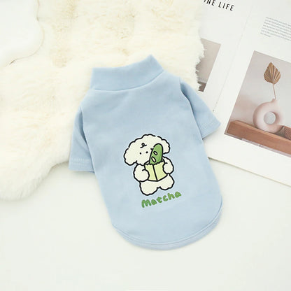 Dog Autumn/Winter Plush Hoodie Cute Cartoon Dog Warm Base Coat Pet Double-Sided German Plush Thick High-Neck Coat
