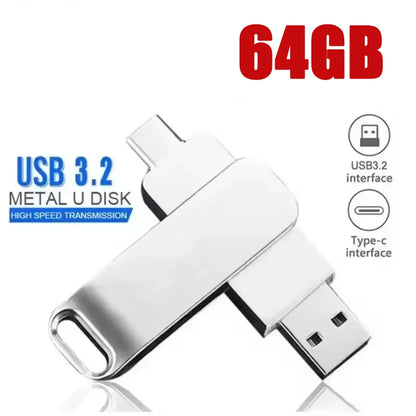 With Metal Pendrive USB Drives Type-C Memoria For Xiaomi 512GB High Speed WaterProof 256GB USB 3.2 Flash Drives U Disk USB Stick