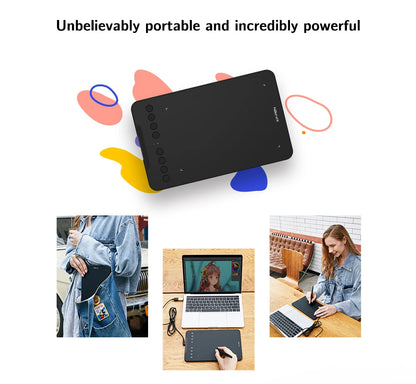 XPPen Deco Mini7 V2 Graphics Tablet, 7*4.3 Inch Digital Drawing Tablet, 8 Keys 16384 Levels 60 Tilt for Art Drawing Signature