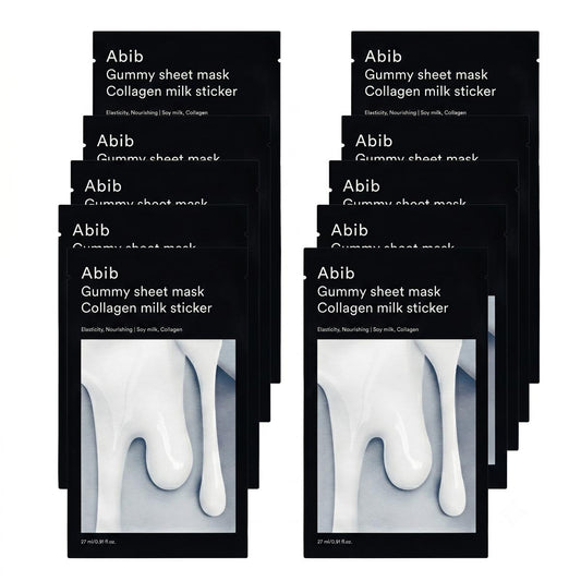 Abib Mascarilla facial de tejido Gummy Collagen Milk Sticker (10 unidades)