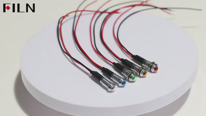 FILN 8mm LED Light Panel Mounted Raised Head LED Light Panel Black Metal Shell Mini 12V 24V 110V 220V With 20cm Cable