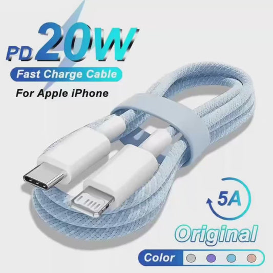 PD 20W USB-C to Lightning Fast Charging Cable for iPhone 14 13 12 11 Pro Max XS 8 Plus iPad, Braided Data Cord 3.3FT/6.6FT