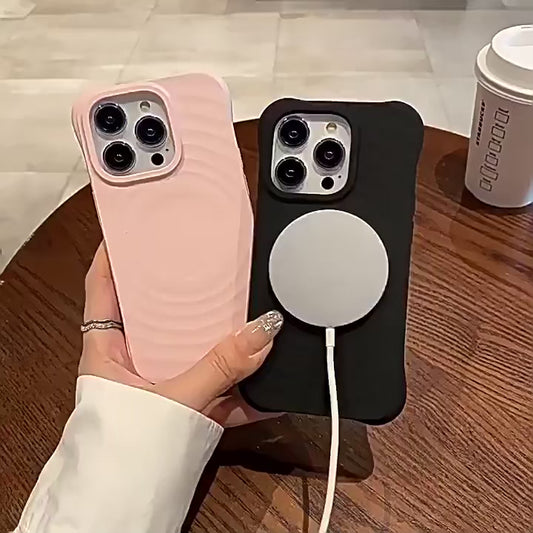 Official Phone Case For iPhone Air 17 16 15 14 Pro Max Water Ripple Silicone For Magsafe Wireless Charge Magnetic Soft Cover